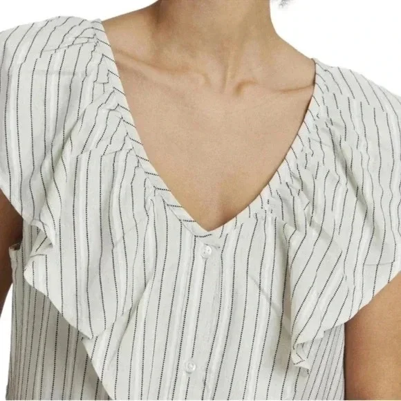 Striped V-Neck Ruffle Dress - Picture 3 of 10